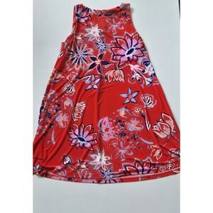 Lauren Ralph Lauren Red Floral Print Sleeveless Dress Garden Party Chic Sz 6